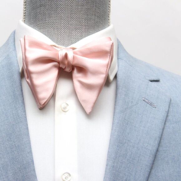 Men's Self tied Bow Tie Big‎ Butterfly Bow tie S608 Silver peach - Picture 8 of 16